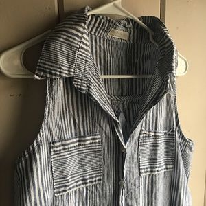 Striped Sleeveless Linen Top Size S